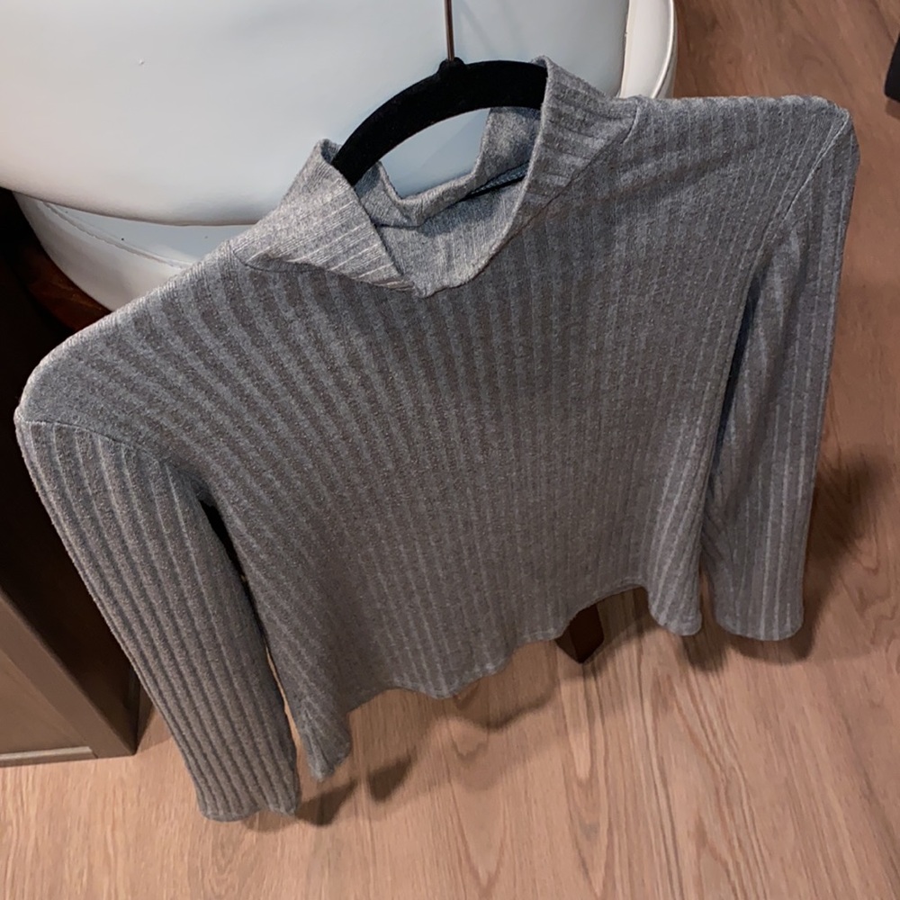 ▫️Topshop Ribbed Gray Mock Neck - Picture 7 of 7
